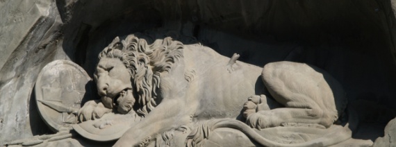 LU, Kriegerdenkmal, Fall der königlichen Schweizer Garde 10.08.1792 in Paris, sterbender Löwe, errichtet 1821, Luzern